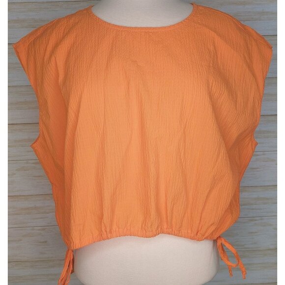 Pistola Tops - Pistola Women's Sleeveless Top Size Large Golden Orange Cotton Blend Casual Chic